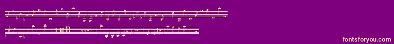 LassusMedium-Schriftart – Gelbe Schriften auf violettem Hintergrund