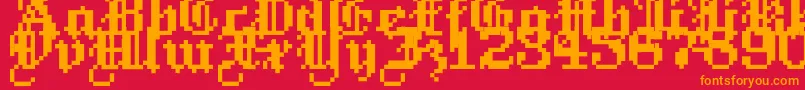 Police HeinzheinrichRegular – polices orange sur fond rouge