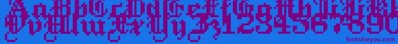 Weitere Informationen zur HeinzheinrichRegular-Schriftart HeinzheinrichRegular-Schriftart – Violette Schriften auf blauem Hintergrund