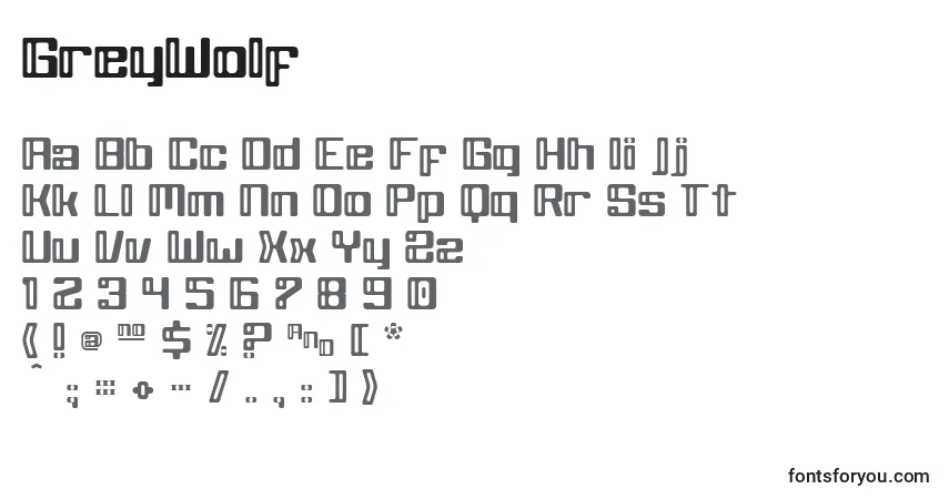 A fonte GreyWolf – alfabeto, números, caracteres especiais