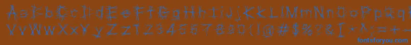 フォントTryptic – 茶色の背景に青い文字