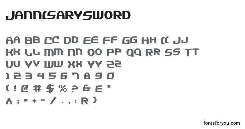 Fuente JannisarySword - alfabeto, números, caracteres especiales