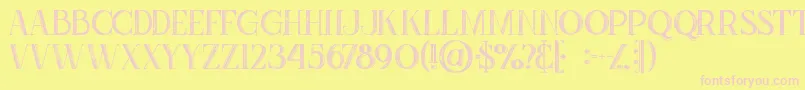 Fonte Zahrainlinegrunge – fontes rosa em um fundo amarelo