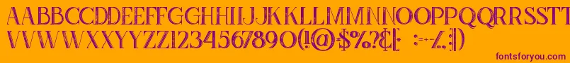 Шрифт Zahrainlinegrunge – фиолетовые шрифты на оранжевом фоне