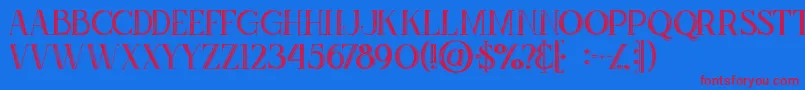 Zahrainlinegrunge-Schriftart – Rote Schriften auf blauem Hintergrund