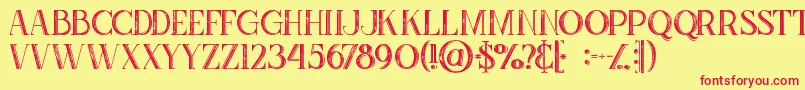 Zahrainlinegrunge-Schriftart – Rote Schriften auf gelbem Hintergrund