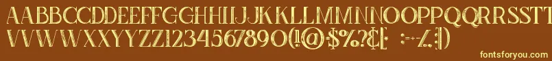 Шрифт Zahrainlinegrunge – жёлтые шрифты на коричневом фоне