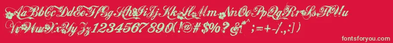 フォントHawaii – 赤い背景に緑の文字
