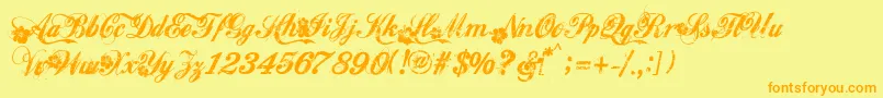 Weitere Informationen zur Hawaii-Schriftart Hawaii-Schriftart – Orangefarbene Schriften auf gelbem Hintergrund