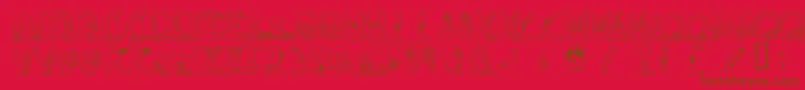 DecapitatedMedium-Schriftart – Braune Schriften auf rotem Hintergrund