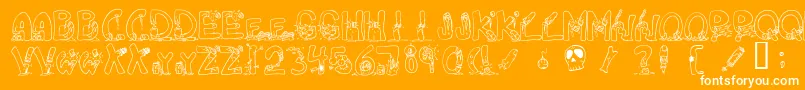 DecapitatedMedium-Schriftart – Weiße Schriften auf orangefarbenem Hintergrund