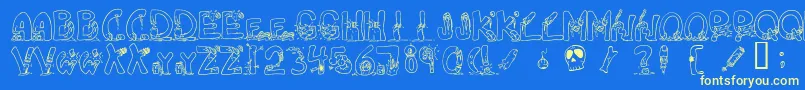 DecapitatedMedium Font – Yellow Fonts on Blue Background