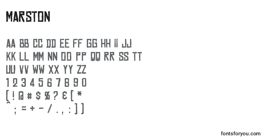 Schriftart Marston – Alphabet, Zahlen, spezielle Symbole