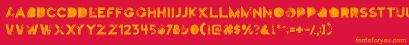 フォントTruskey – 赤い背景にオレンジの文字