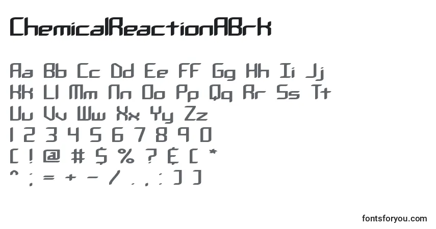 Шрифт ChemicalReactionABrk – алфавит, цифры, специальные символы