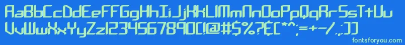 フォントChemicalReactionABrk – 青い背景に緑のフォント