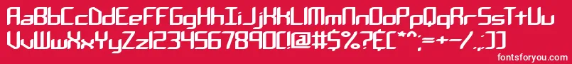 ChemicalReactionABrk-Schriftart – Weiße Schriften auf rotem Hintergrund