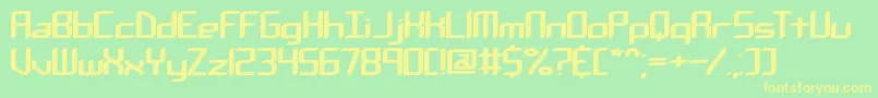 フォントChemicalReactionABrk – 黄色の文字が緑の背景にあります