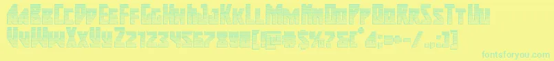 Majorforcechrome-Schriftart – Grüne Schriften auf gelbem Hintergrund