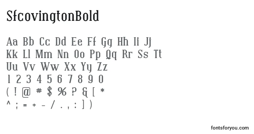 Czcionka SfcovingtonBold – alfabet, cyfry, specjalne znaki