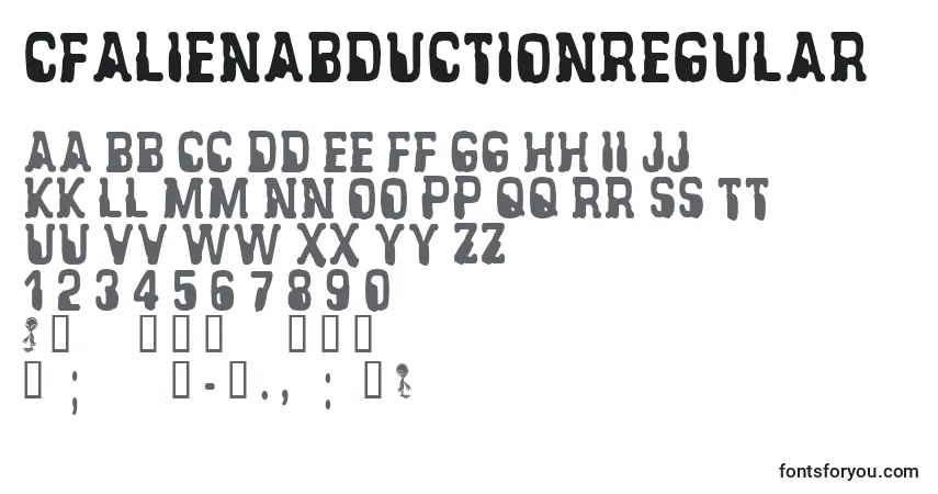Schriftart CfalienabductionRegular – Alphabet, Zahlen, spezielle Symbole