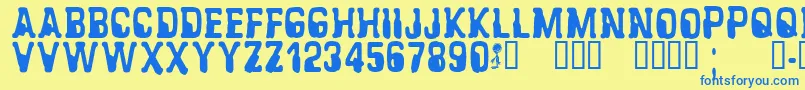 CfalienabductionRegular Font – Blue Fonts on Yellow Background