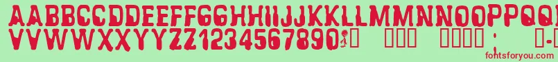 CfalienabductionRegular Font – Red Fonts on Green Background