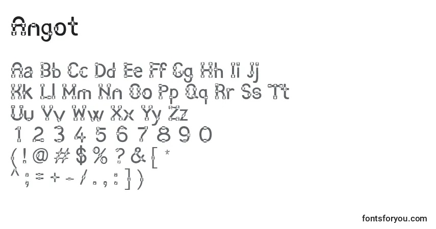 Czcionka Angot – alfabet, cyfry, specjalne znaki
