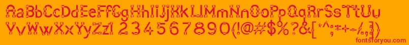 Angot-Schriftart – Rote Schriften auf orangefarbenem Hintergrund