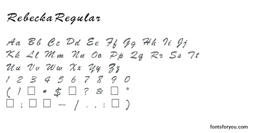 Fuente RebeckaRegular - alfabeto, números, caracteres especiales