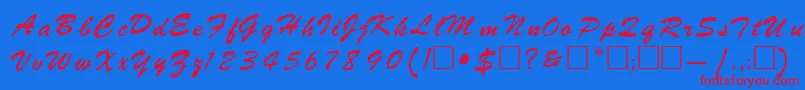 RebeckaRegular Font – Red Fonts on Blue Background