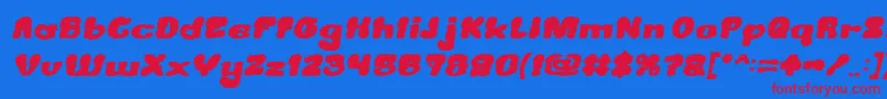 CreamyButterBoldItalic Font – Red Fonts on Blue Background