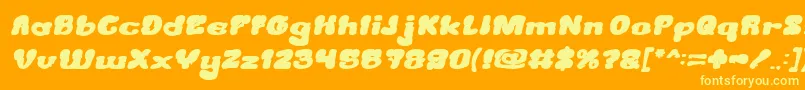 Шрифт CreamyButterBoldItalic – жёлтые шрифты на оранжевом фоне
