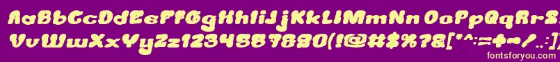 CreamyButterBoldItalic Font – Yellow Fonts on Purple Background