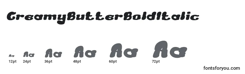 CreamyButterBoldItalic Font Sizes