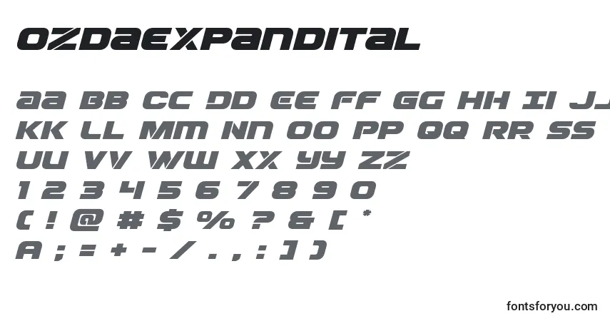 Ozdaexpandital Font – alphabet, numbers, special characters