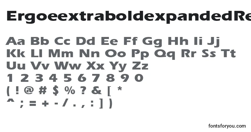 Шрифт ErgoeextraboldexpandedRegular – алфавит, цифры, специальные символы
