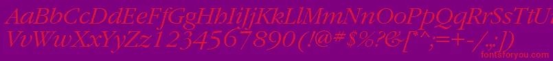 GaramondattItalic-Schriftart – Rote Schriften auf violettem Hintergrund