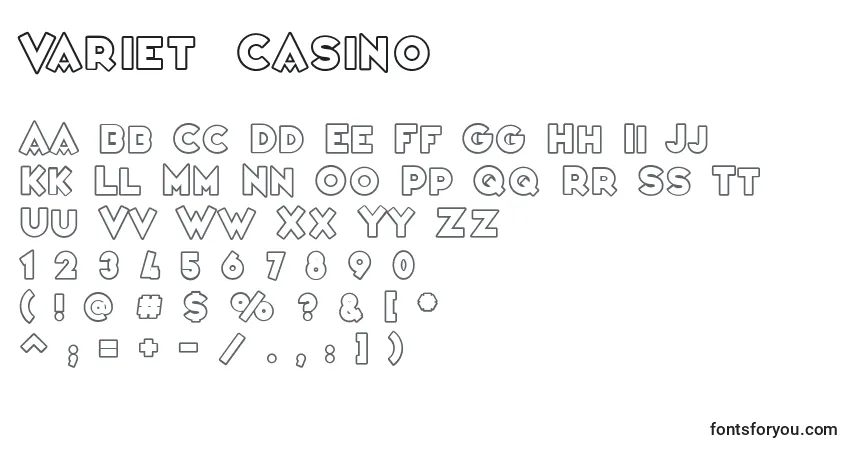 VarietРІCasino-fontti – aakkoset, numerot, erikoismerkit