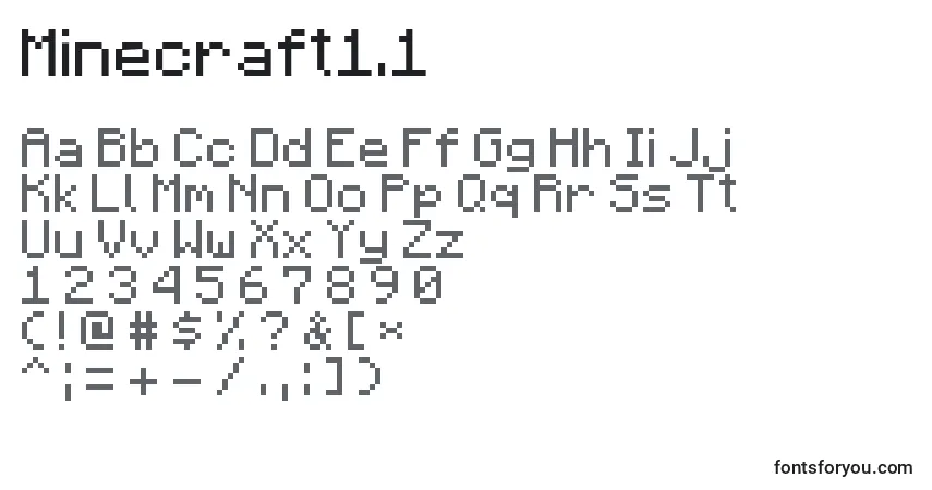 A fonte Minecraft1.1 – alfabeto, números, caracteres especiais