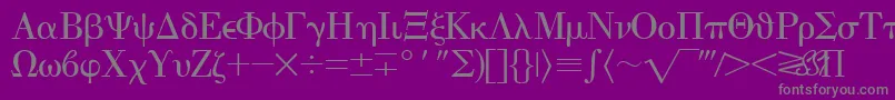 フォントEisagogreeksskRegular – 紫の背景に灰色の文字