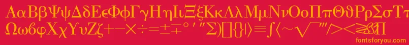 EisagogreeksskRegular Font – Orange Fonts on Red Background