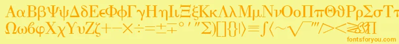 EisagogreeksskRegular Font – Orange Fonts on Yellow Background