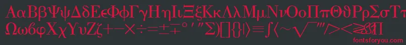 フォントEisagogreeksskRegular – 黒い背景に赤い文字