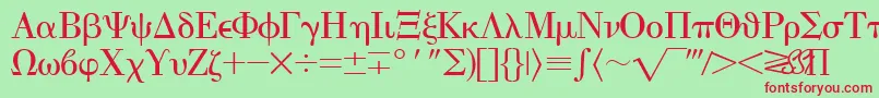 フォントEisagogreeksskRegular – 赤い文字の緑の背景