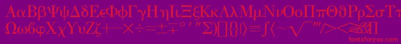 EisagogreeksskRegular Font – Red Fonts on Purple Background