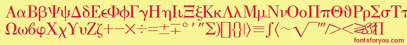 EisagogreeksskRegular Font – Red Fonts on Yellow Background