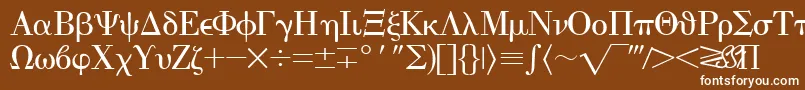 EisagogreeksskRegular-fontti – valkoiset fontit ruskealla taustalla