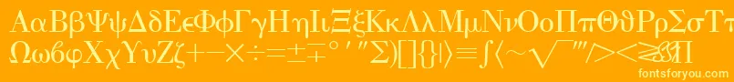 EisagogreeksskRegular-Schriftart – Gelbe Schriften auf orangefarbenem Hintergrund