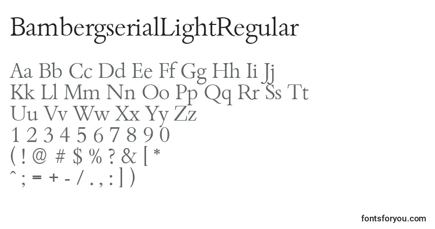BambergserialLightRegular-fontti – aakkoset, numerot, erikoismerkit